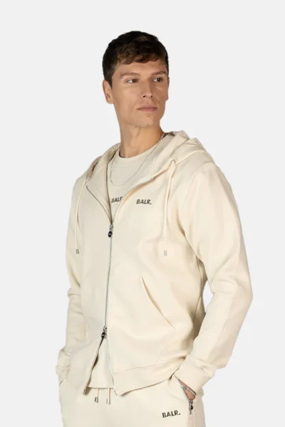 BALR Sweats   Q-Series Regular Fit Zip hoodie White Swan B1269.1001