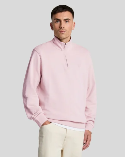 Lyle & Scott Tonal Eagle 1/4 Zip Sweatshirt Pink Salt ML2022TON