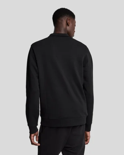 Lyle & Scott Tonal Eagle 1/4 Zip Sweatshirt Jet Black ML2022TON - Afbeelding 5