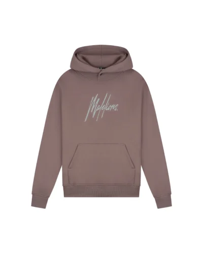 Malelions Men Striped Signature Hoodie | Stone Brown MM1-SS25-03 - Afbeelding 2