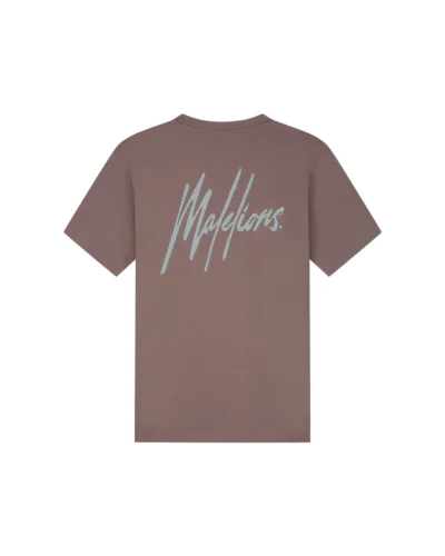 Malelions Men Striped Signature T-Shirt | Stone Brown MM1-SS25-07 - Afbeelding 3