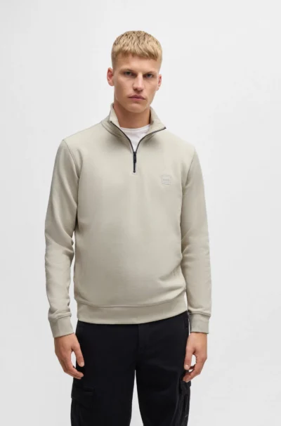 Hugo Boss Zetrust 50468926 271 Sweatshirt van katoenen sweatstof met ritskraag en logopatch