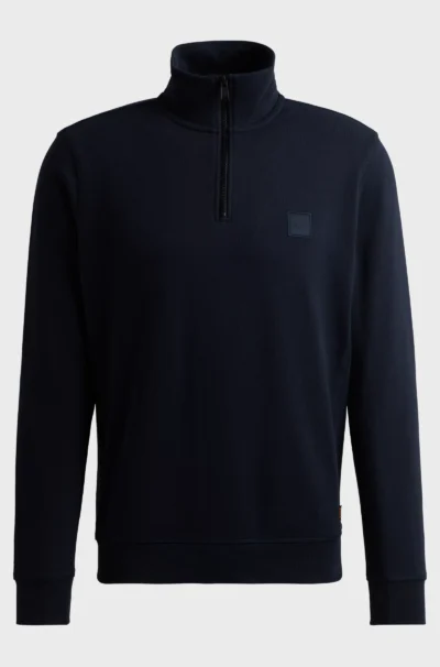 Hugo Boss Zetrust 50468926 404 Sweatshirt van katoenen sweatstof met ritskraag en logopatch - Afbeelding 4