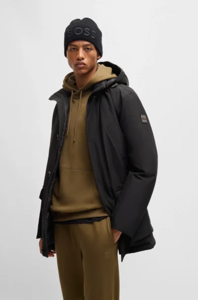 Hugo Boss 50499551 001 Relaxed-fit parka van waterafstotend Ottomaans materiaal