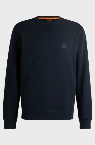 Hugo Boss 50509323 404 Regular-fit sweatshirt van katoenen badstof met logopatch - Afbeelding 3