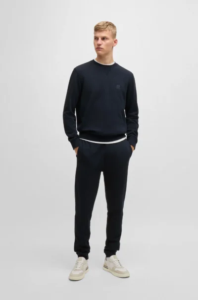 Hugo Boss 50509323 404 Regular-fit sweatshirt van katoenen badstof met logopatch - Afbeelding 4