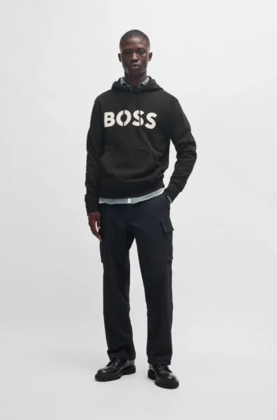 Hugo Boss 50523074 001 Regular-fit hoodie van katoenen sweatstof met groot logo - Afbeelding 3