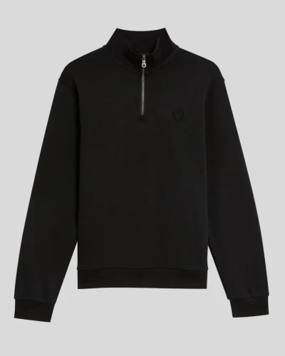 Lyle & Scott Tonal Eagle 1/4 Zip Sweatshirt Jet Black ML2022TON - Afbeelding 3